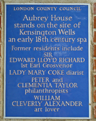 Aubrey House blue plaque